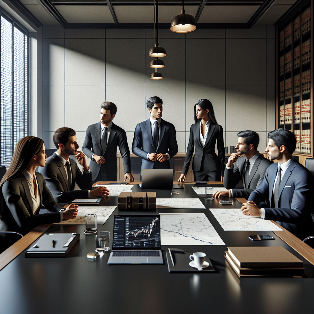 Law firm team collaborating on a digital transformation roadmap in a conference room